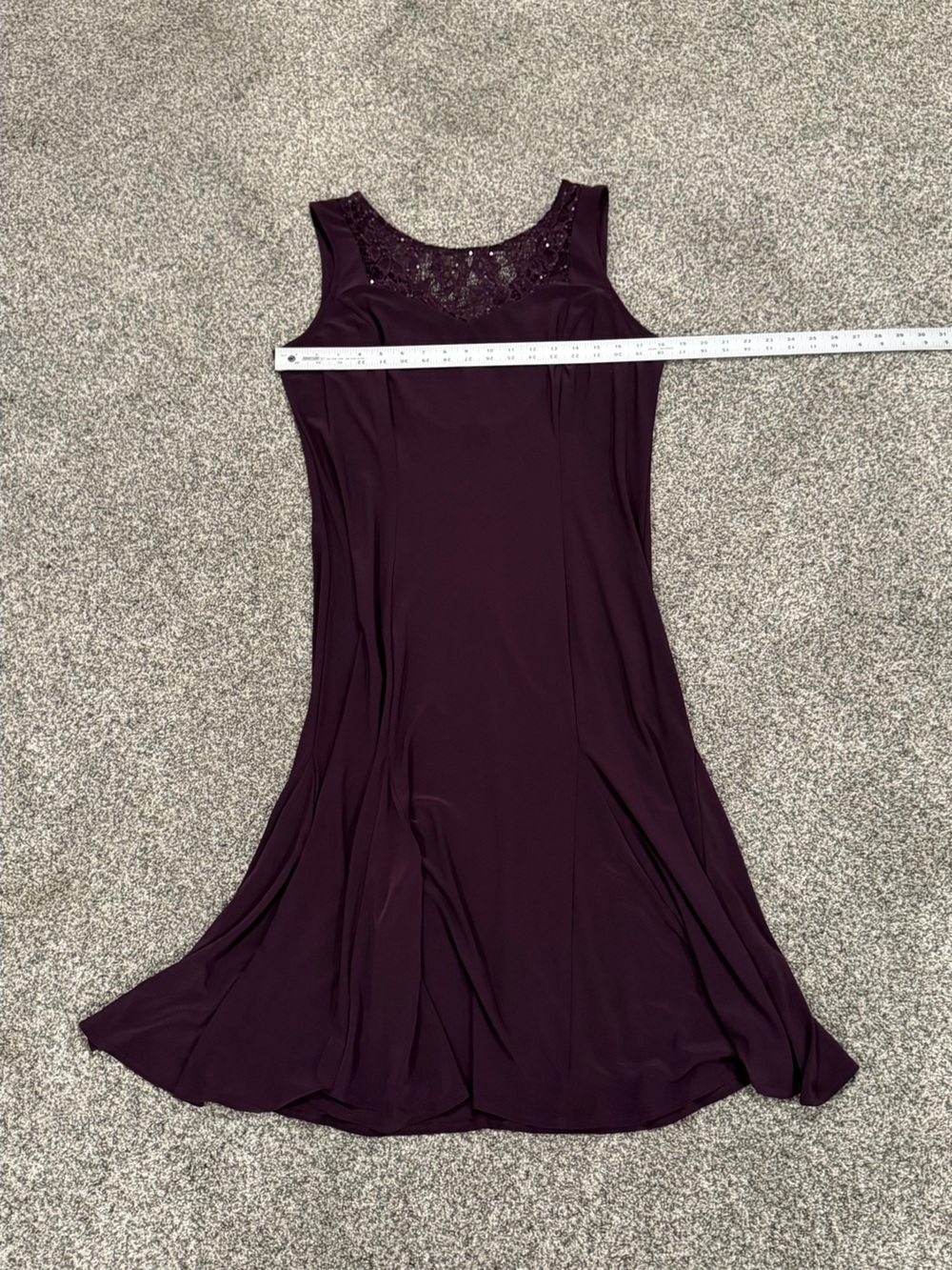 Sleeveless Lace-Trim A-Line Dress in Plum